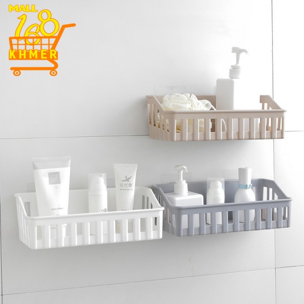 Wall-mounted plastic shelf for storage 